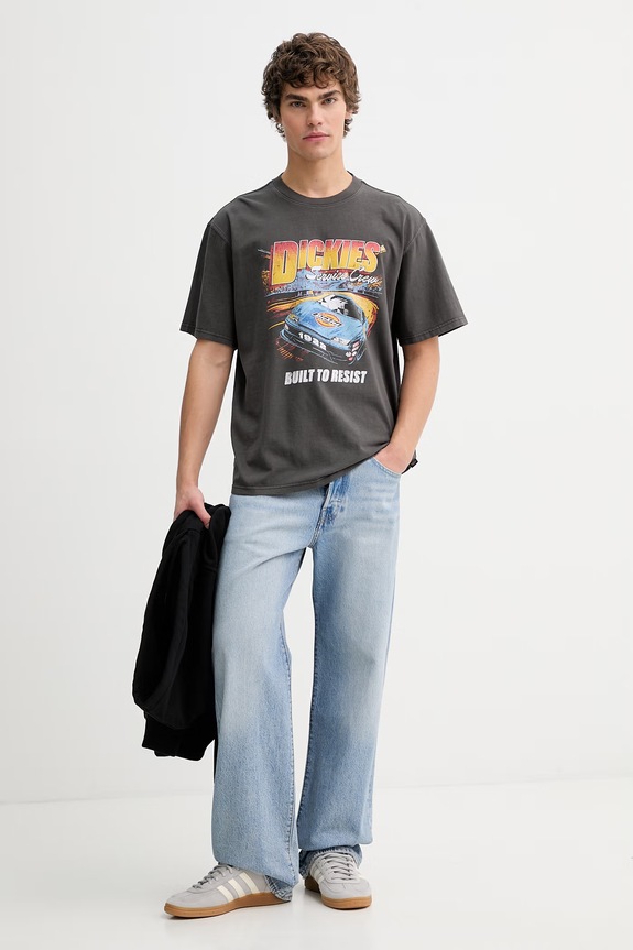 Βαμβακερό μπλουζάκι Dickies DK0A89FGBLK1 γκρί SS26