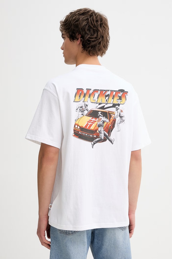 Βαμβακερό μπλουζάκι Dickies στάμπα λευκό DK0A89EO0WH1