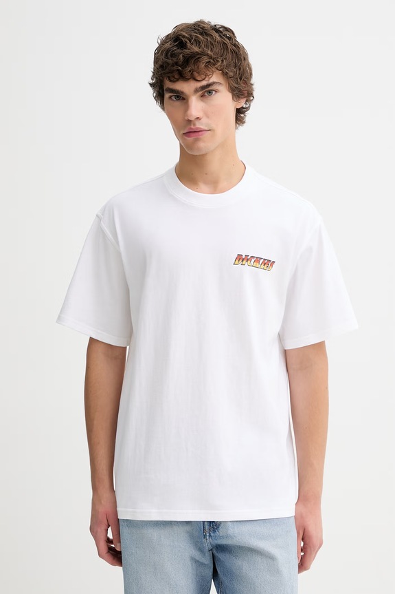 Ρούχα Βαμβακερό μπλουζάκι Dickies DK0A89EO0WH1 λευκό