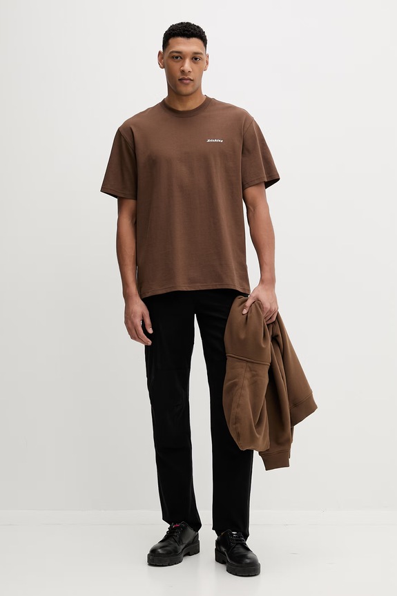Dickies t-shirt bawełniany DK0A89EN0TB1 brązowy SS26