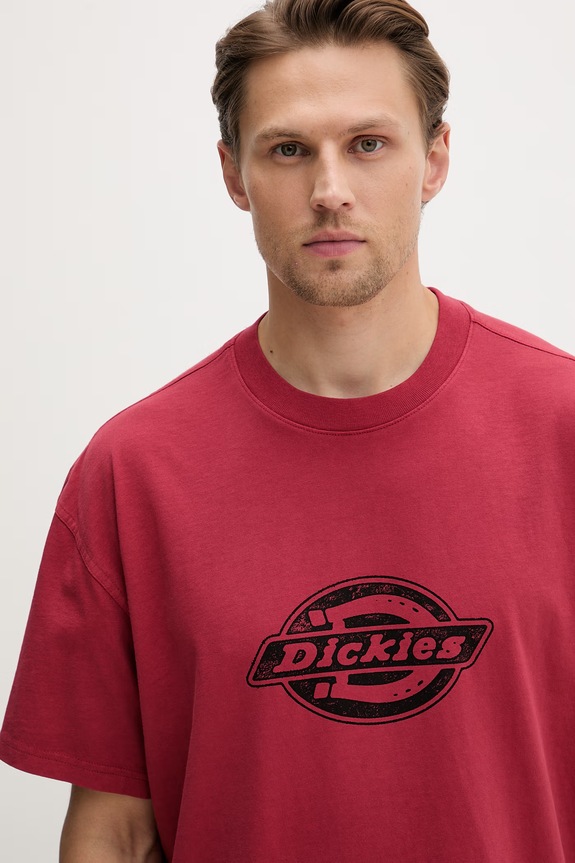 Dickies t-shirt da uomo in cotone rosso DK0A88GNL331