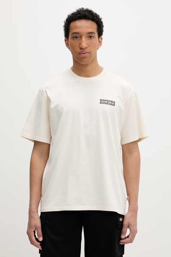 Ρούχα Dickies t-shirt ανδρικό βαμβακερό DK0A883BC481 μπεζ
