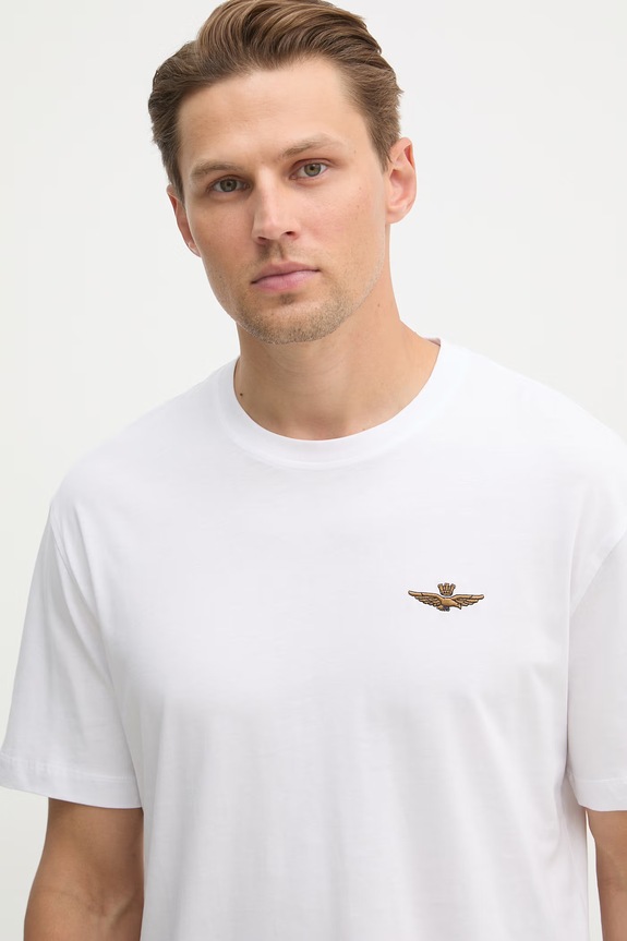 Βαμβακερό μπλουζάκι Aeronautica Militare λευκό TS2522UJ00641