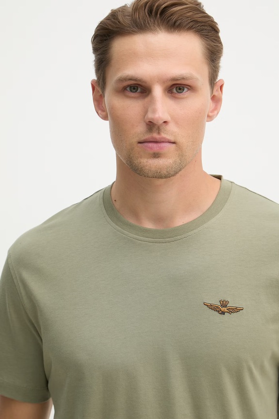 Βαμβακερό μπλουζάκι Aeronautica Militare πράσινο TS2522UJ00641