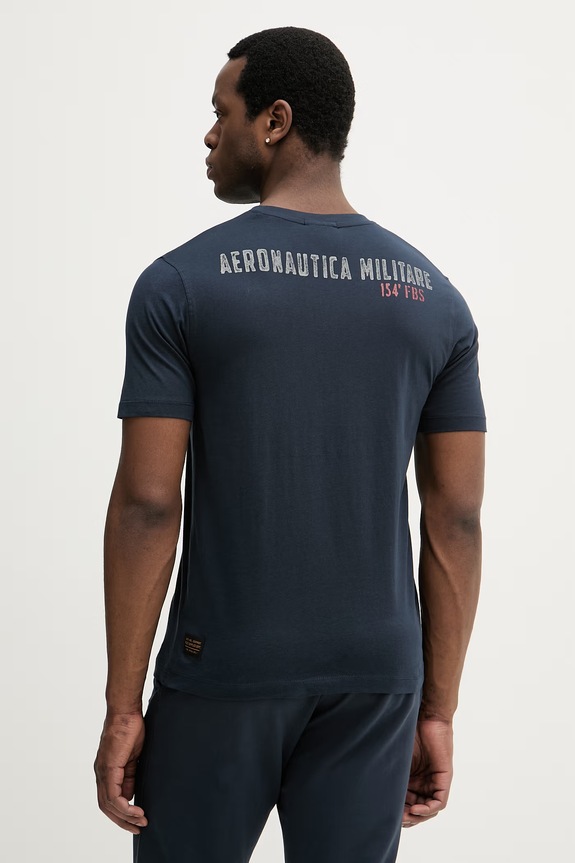 Ρούχα Βαμβακερό μπλουζάκι Aeronautica Militare TS2537UJ00727 σκούρο μπλε