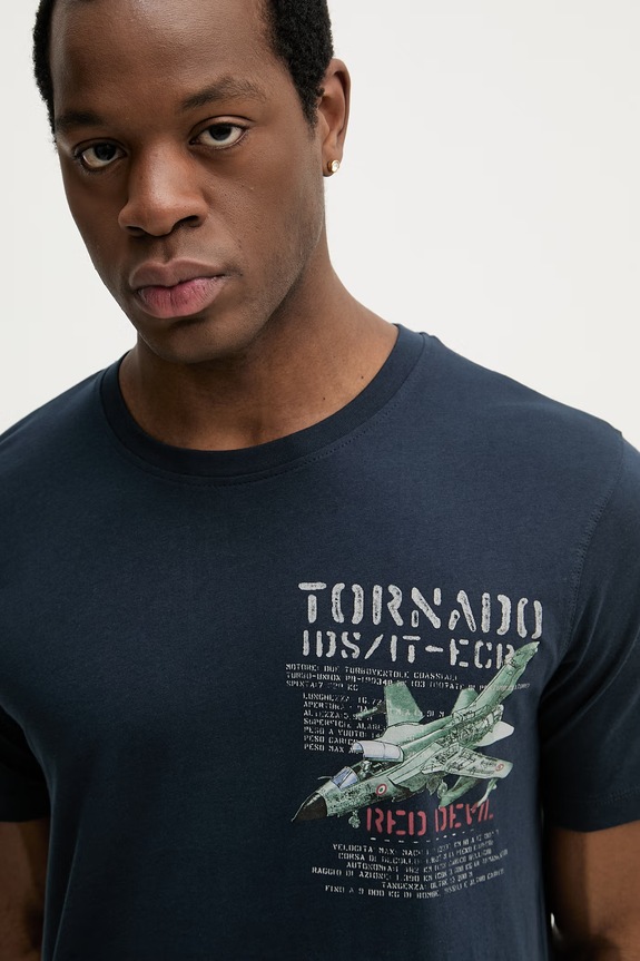 Βαμβακερό μπλουζάκι Aeronautica Militare σκούρο μπλε TS2537UJ00727