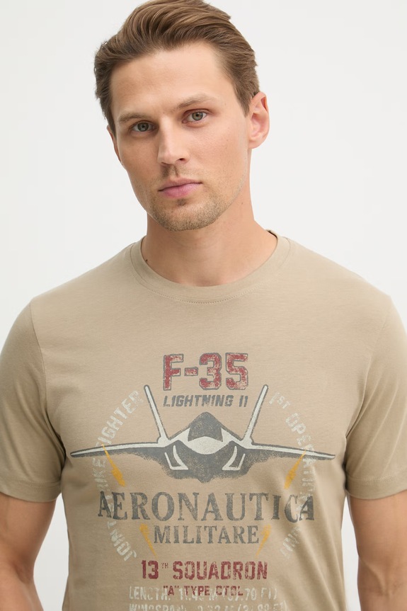 Βαμβακερό μπλουζάκι Aeronautica Militare πράσινο TS2536UJ00641