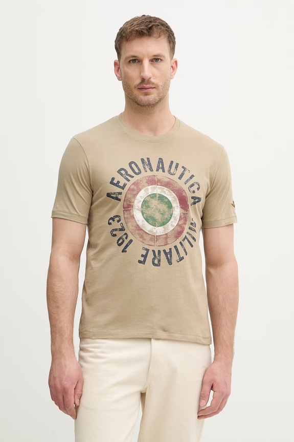 Βαμβακερό μπλουζάκι Aeronautica Militare βαμβάκι πράσινο TS2538UJ00727