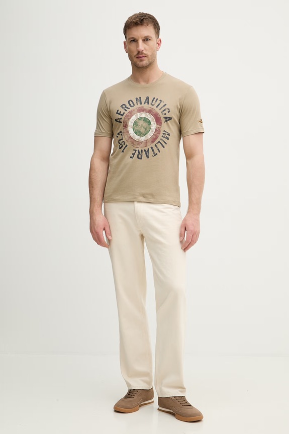 Βαμβακερό μπλουζάκι Aeronautica Militare TS2538UJ00727 πράσινο SS26