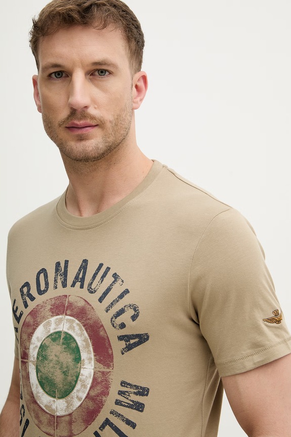 Βαμβακερό μπλουζάκι Aeronautica Militare πράσινο TS2538UJ00727