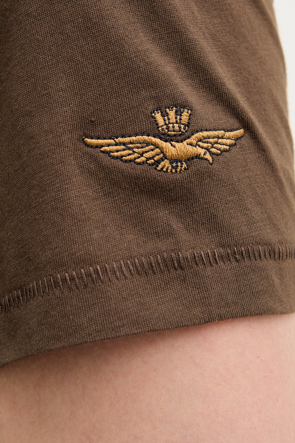 Bavlněné tričko Aeronautica Militare TS2538UJ00727 hnědá