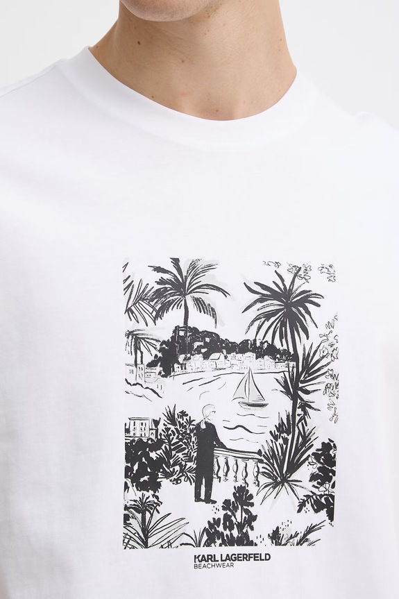 Karl Lagerfeld tričko pánske bavlnené B2M46049 biela