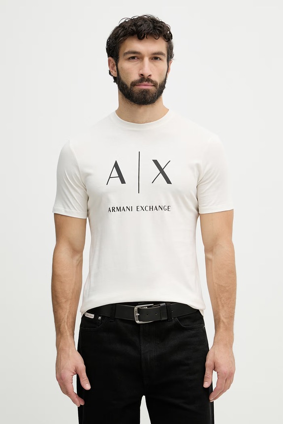 Pánske bavlnené tričko Armani Exchange béžová XM002683.AF10356