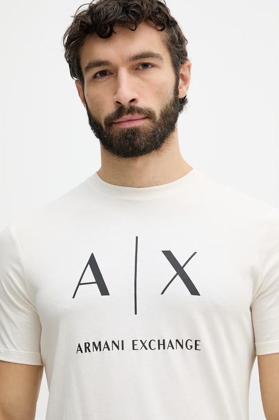 Pánske bavlnené tričko Armani Exchange béžová XM002683.AF10356