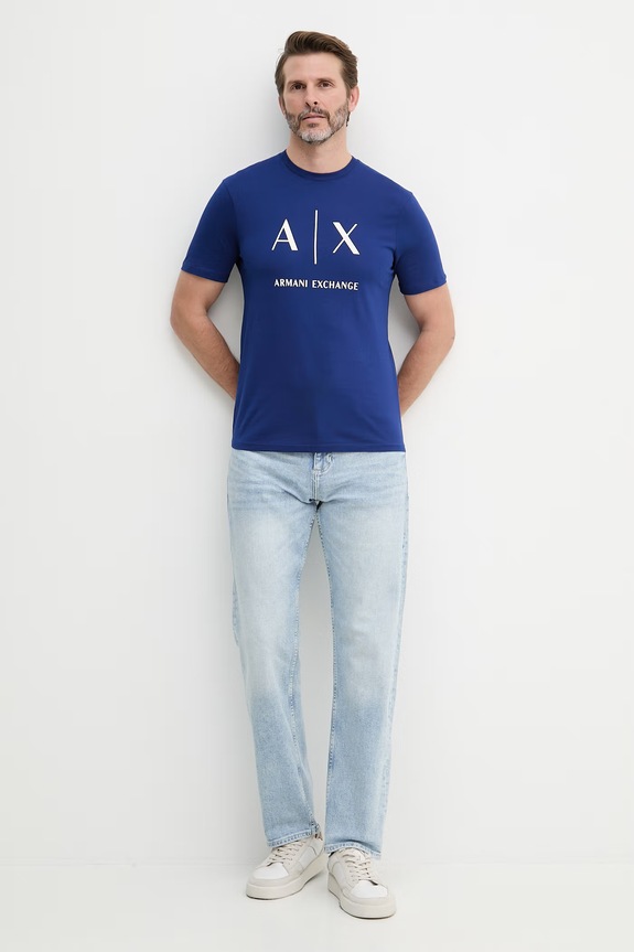 Pánske bavlnené tričko Armani Exchange XM002683.AF10356 tmavomodrá SS26