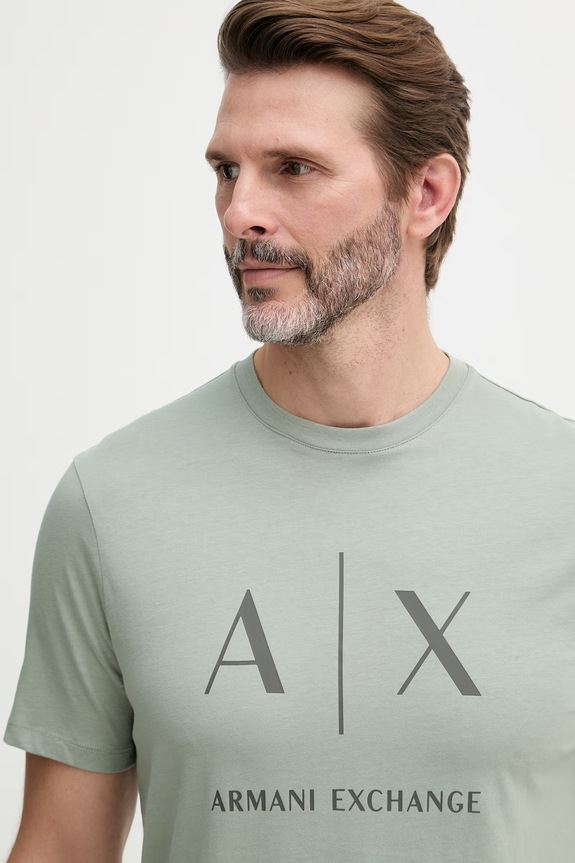 Pánske bavlnené tričko Armani Exchange zelená XM002683.AF10356