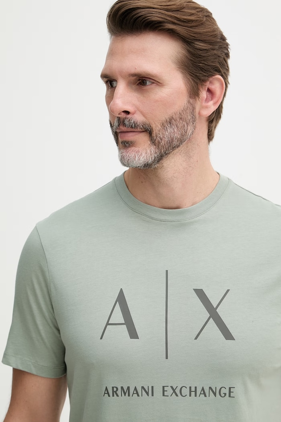 Pánske bavlnené tričko Armani Exchange zelená XM002683.AF10356
