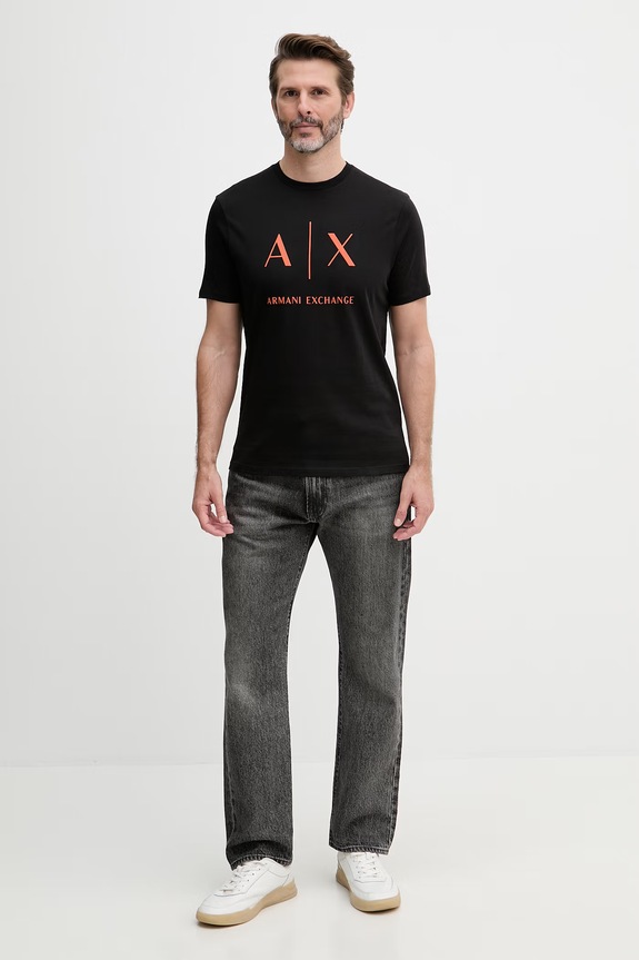 Pánske bavlnené tričko Armani Exchange XM002683.AF10356 čierna SS26