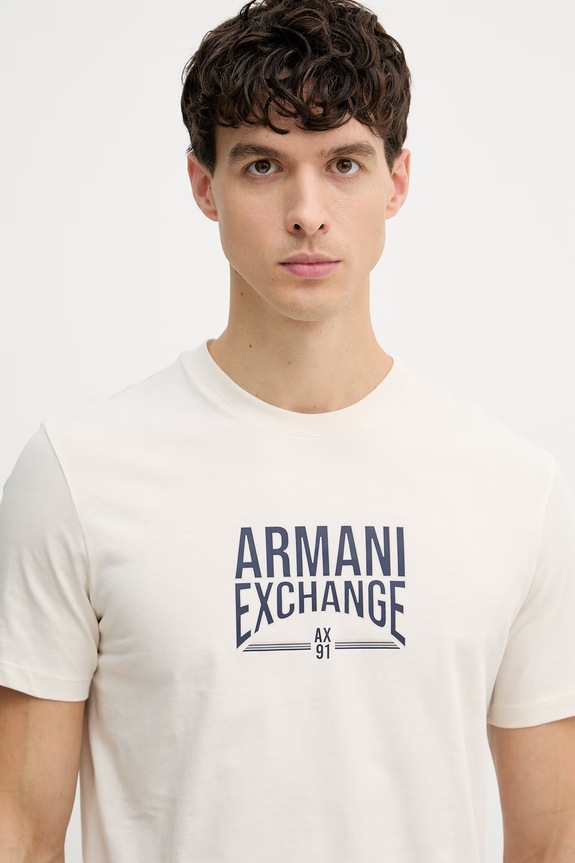 Armani Exchange t-shirt męski bawełniany beżowy XM002452.AF10334