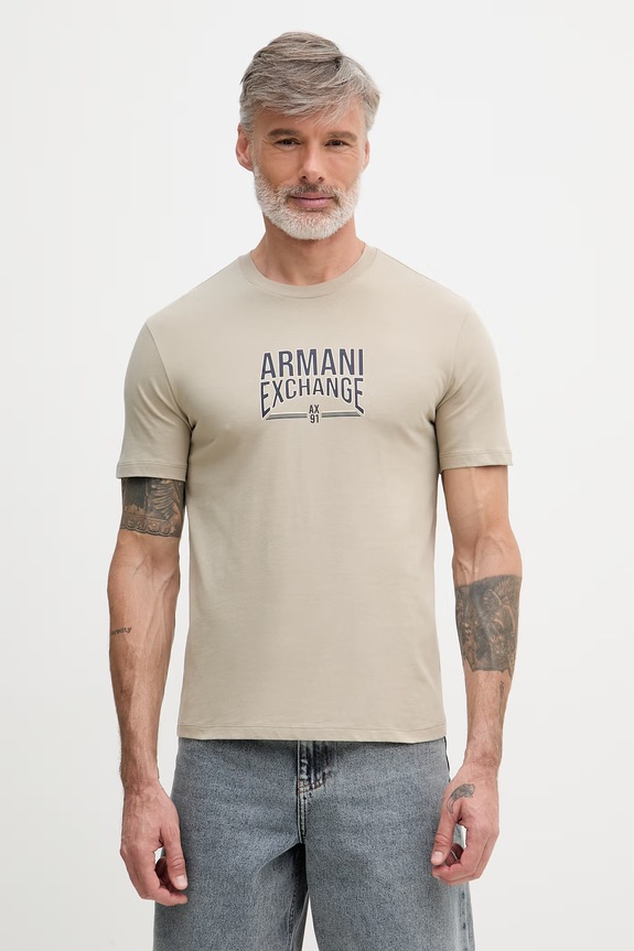 Pánske bavlnené tričko Armani Exchange béžová XM002452.AF10334
