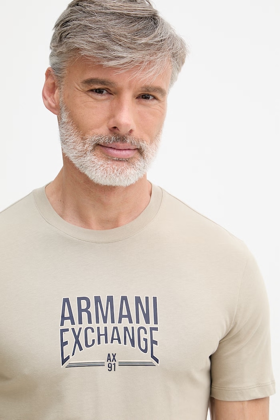 Pánske bavlnené tričko Armani Exchange béžová XM002452.AF10334