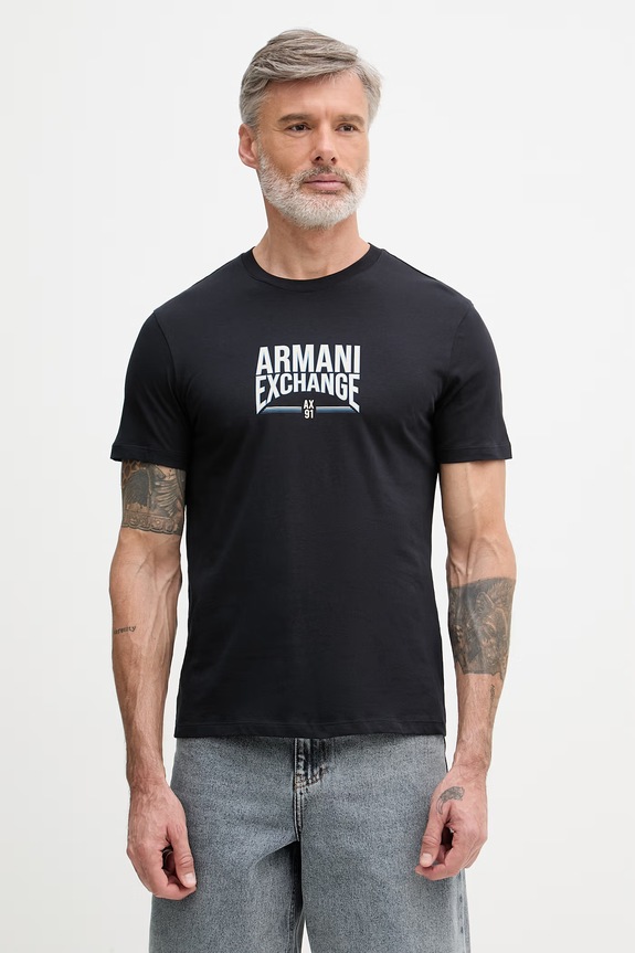 Pánske bavlnené tričko Armani Exchange čierna XM002452.AF10334
