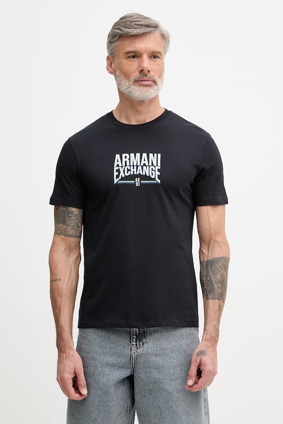 Pánske bavlnené tričko Armani Exchange čierna XM002452.AF10334