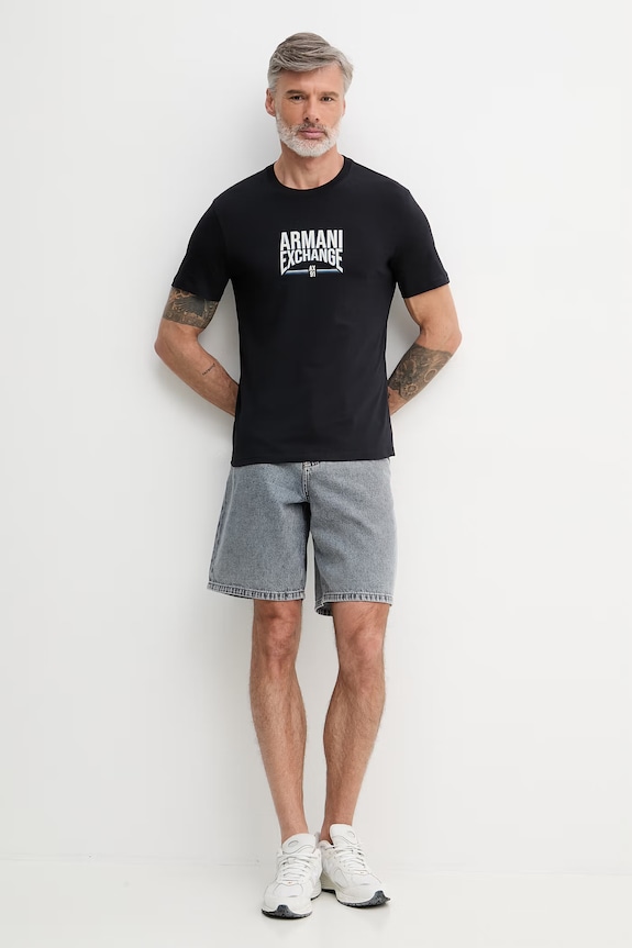 Pánske bavlnené tričko Armani Exchange XM002452.AF10334 čierna SS26