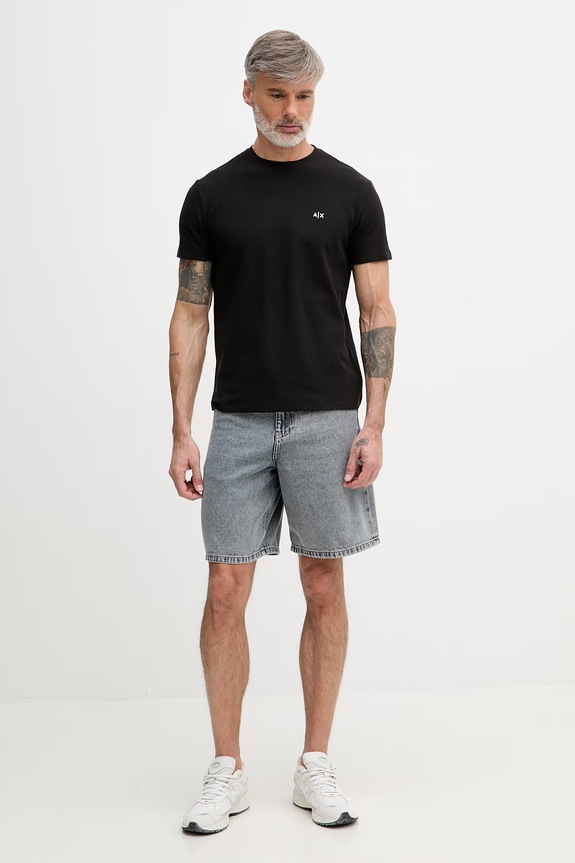 Armani Exchange t-shirt férfi pamut XM002453.AF10337 fekete SS26