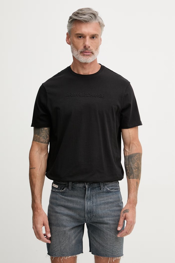 Armani Exchange tricou pentru bărbați, din bumbac negru XM002467.AF10356