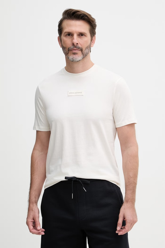 Armani Exchange t-shirt męski bawełniany beżowy XM002471.AF10356