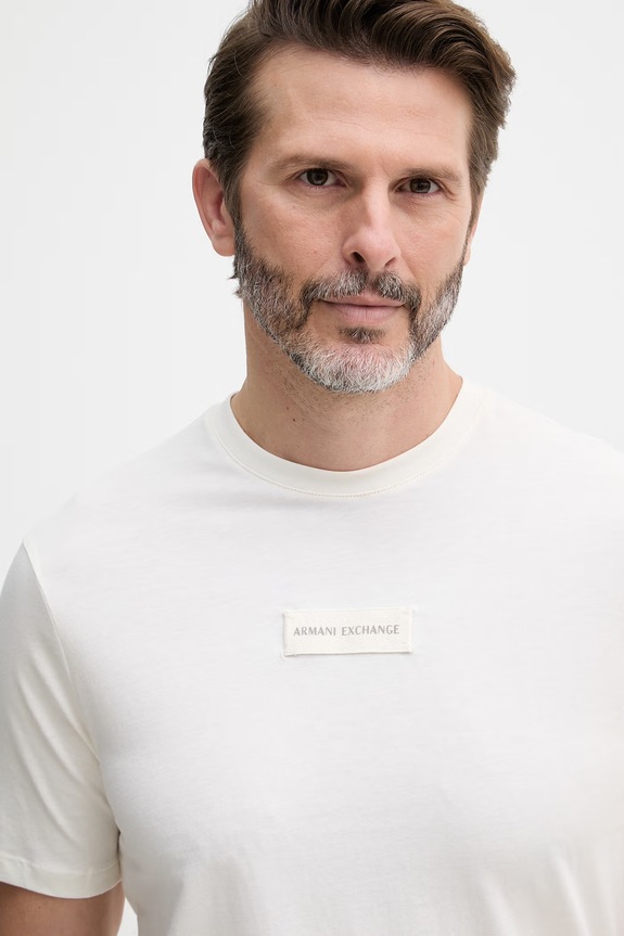 Armani Exchange t-shirt męski bawełniany beżowy XM002471.AF10356