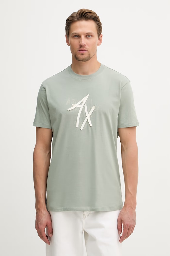 Armani Exchange tricou bărbătesc de bumbac verde XM002482.AF10356