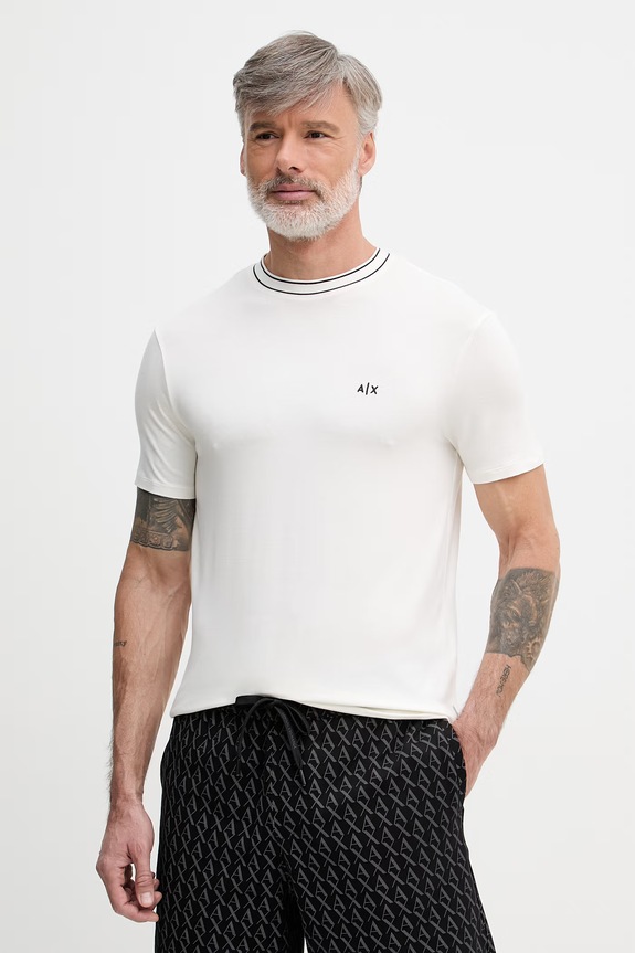 Armani Exchange tricou bărbați cu vâscoză bej XM002484.AF21936