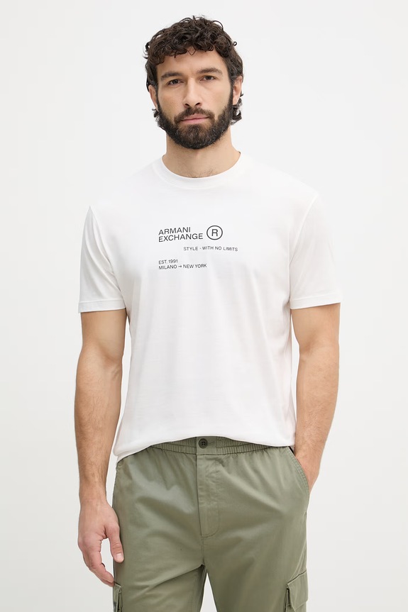 Armani Exchange tricou pentru bărbați, din bumbac alb XM002490.AF10358