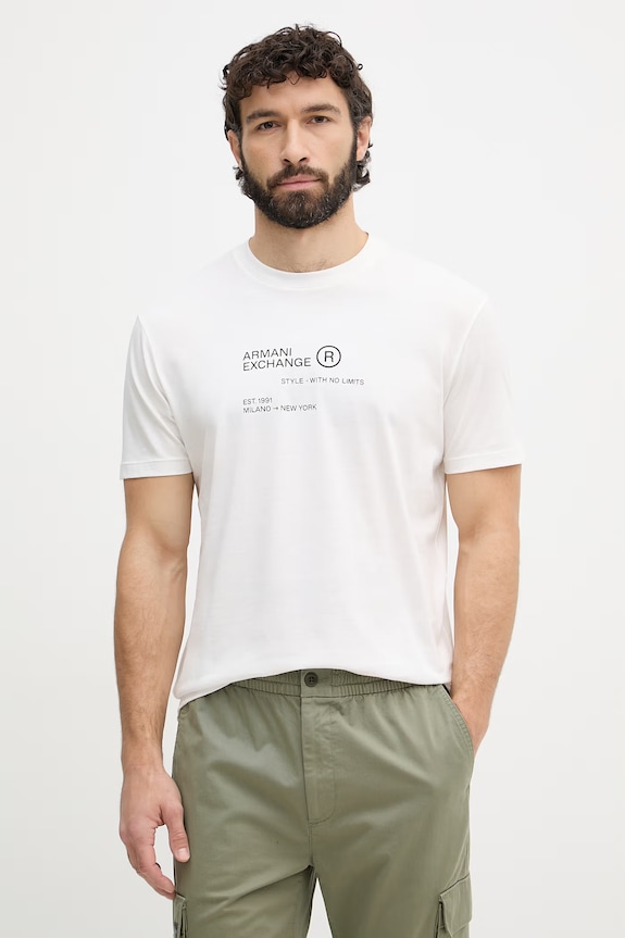 Armani Exchange tricou pentru bărbați, din bumbac alb XM002490.AF10358