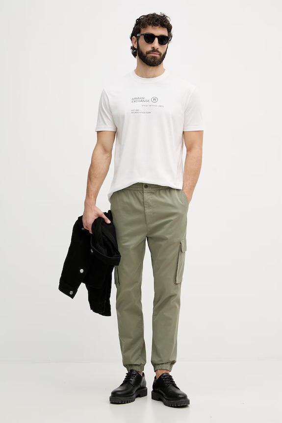 Armani Exchange tricou pentru bărbați, din bumbac XM002490.AF10358 alb SS26