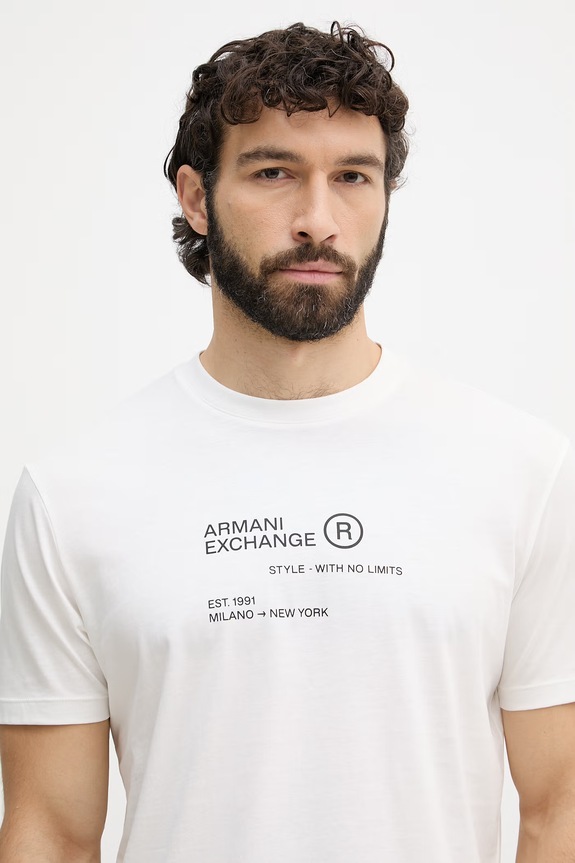Armani Exchange tricou pentru bărbați, din bumbac alb XM002490.AF10358