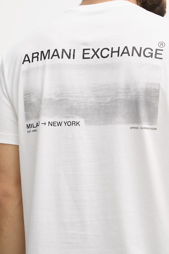 Armani Exchange tricou pentru bărbați, din bumbac XM002490.AF10358 alb