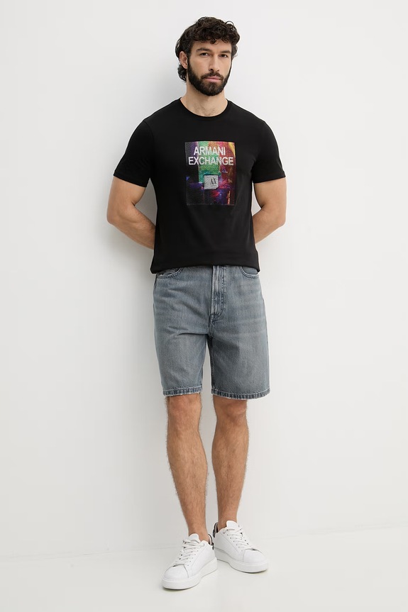 Armani Exchange t-shirt férfi pamut XM002515.AF10356 fekete SS26