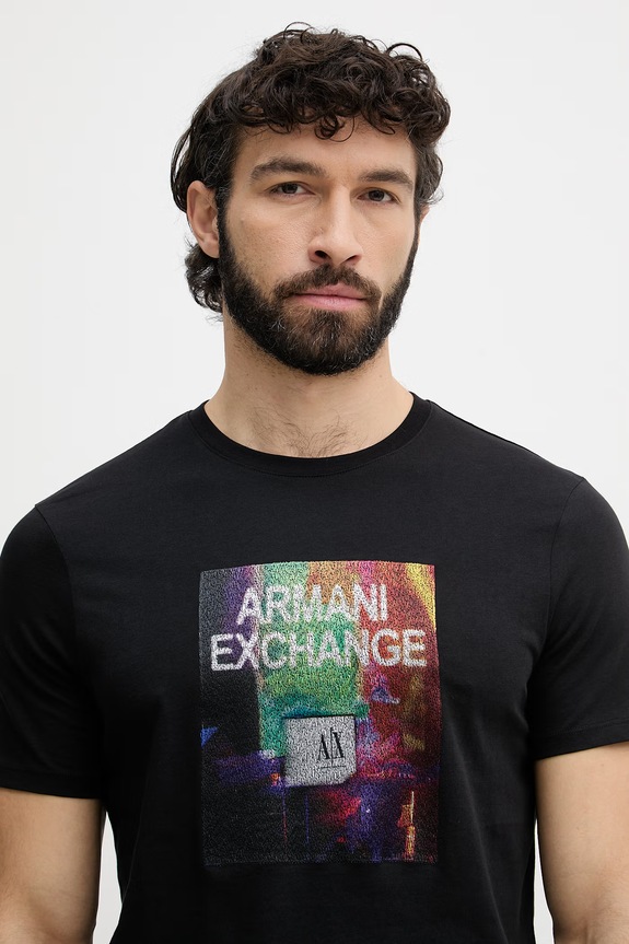 Armani Exchange t-shirt férfi pamut fekete XM002515.AF10356