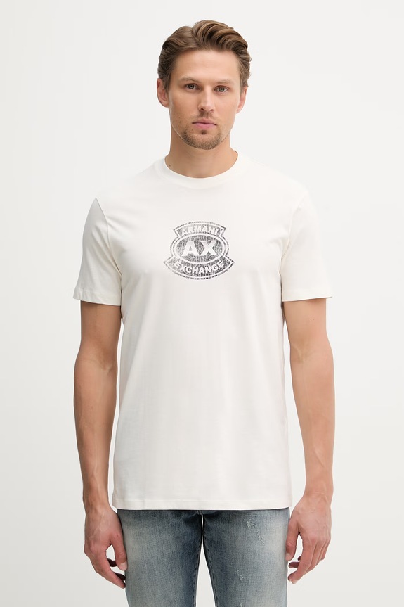 Armani Exchange tricou bărbătesc bumbac bej XM002776.AF10356