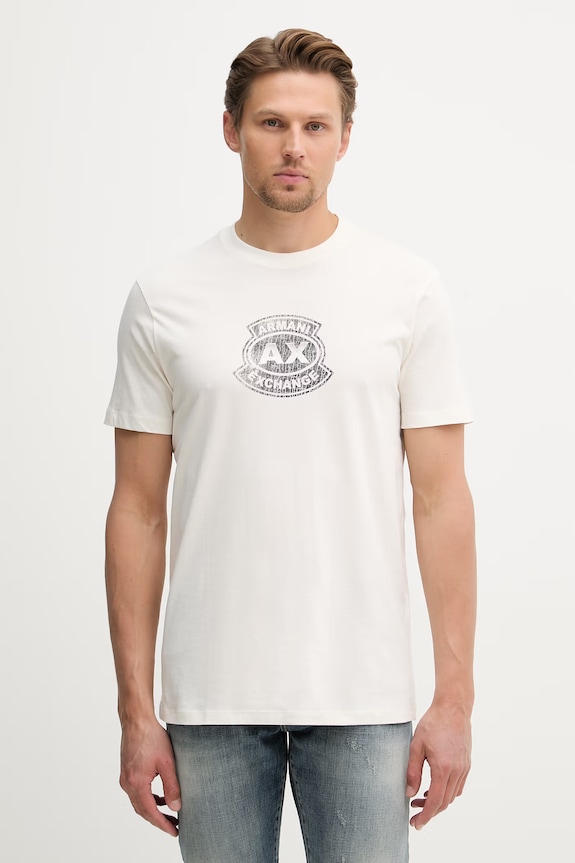 Armani Exchange tricou bărbătesc bumbac bej XM002776.AF10356