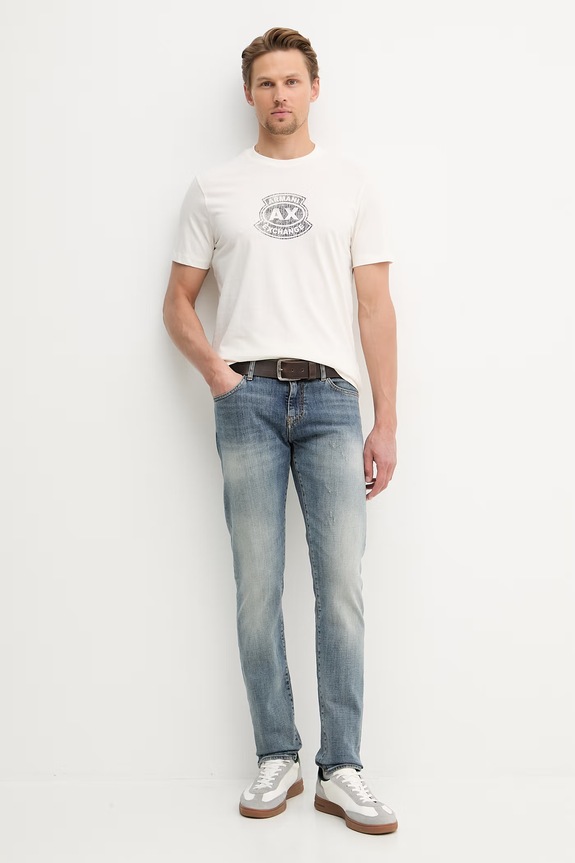Armani Exchange tricou bărbătesc bumbac XM002776.AF10356 bej SS26