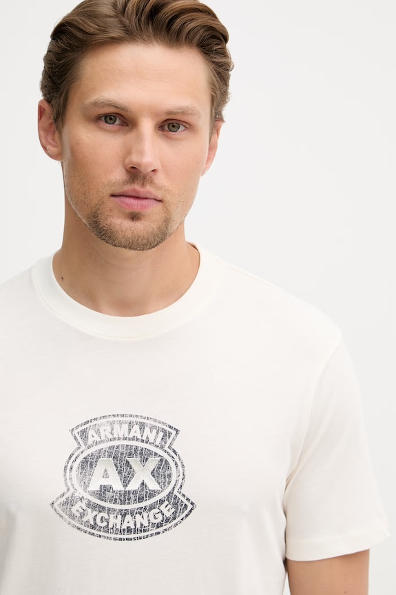 Armani Exchange tricou bărbătesc bumbac bej XM002776.AF10356