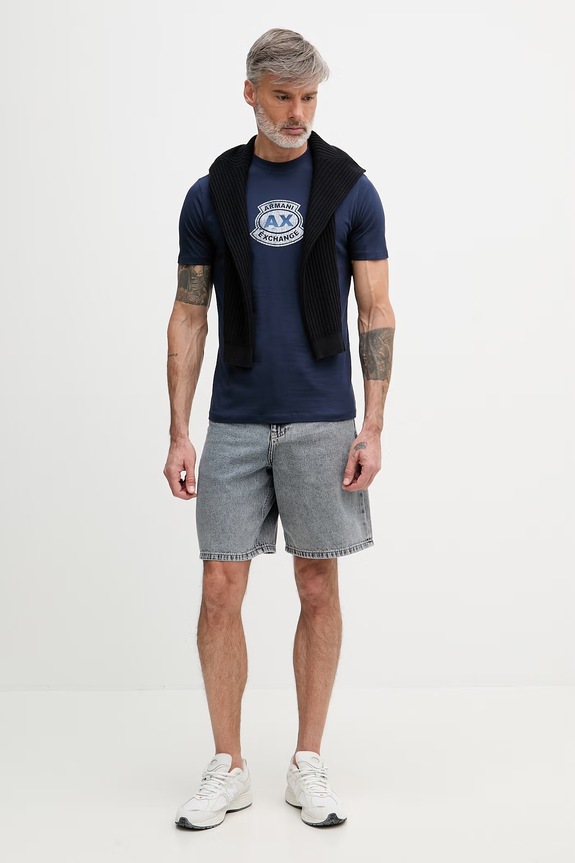 Armani Exchange tričko pánske bavlnené XM002776.AF10356 tmavomodrá SS26