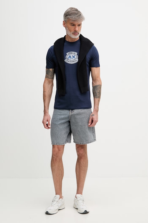 Armani Exchange tričko pánske bavlnené XM002776.AF10356 tmavomodrá SS26