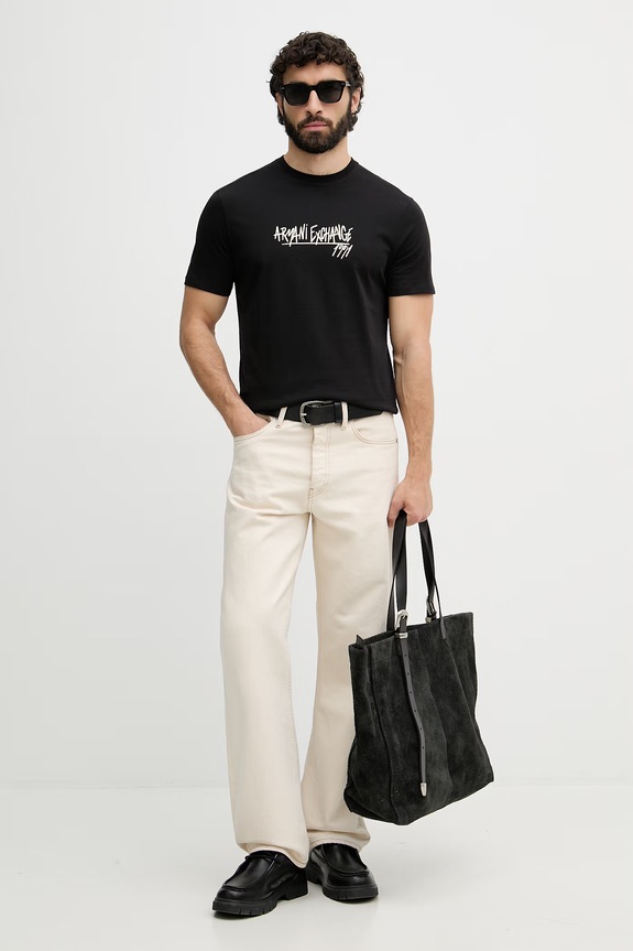 Armani Exchange tričko pánske bavlnené XM002789.AF10356 čierna SS26