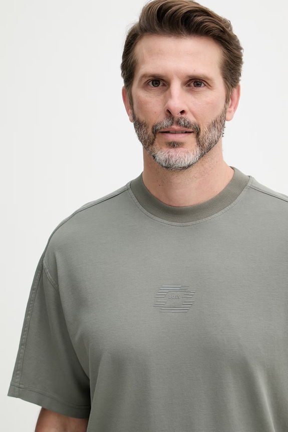 BOSS Orange t-shirt męski bawełniany zielony 50559161