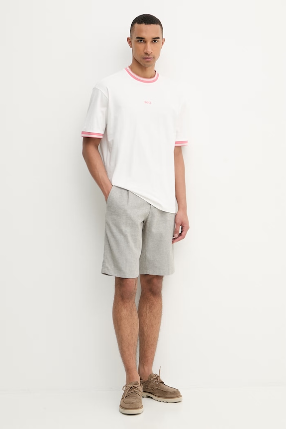 BOSS Orange T-shirt basic męski bawełniany 50561814 biały SS26